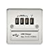 Flat Plate Quad USB charger outlet - Polished chrome with black insert