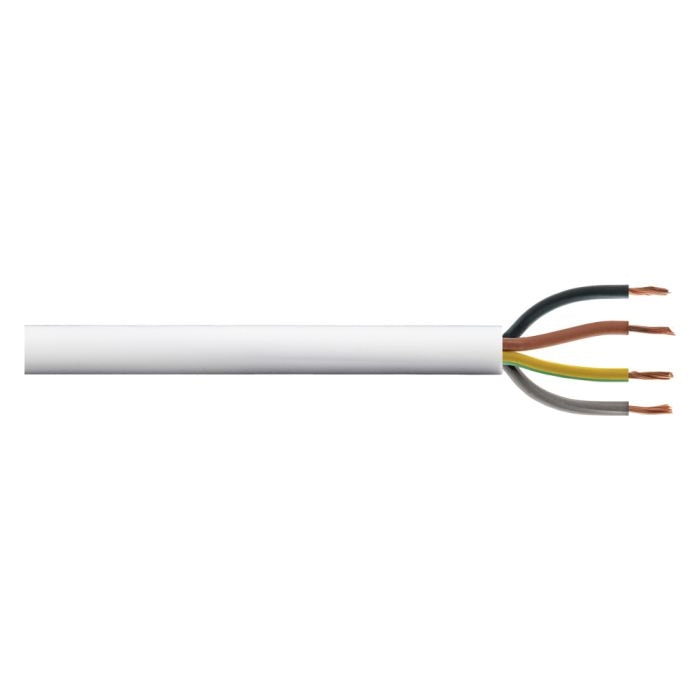 0.5mm 4 Core PVC Flex Cable White Round 2184Y - 50m