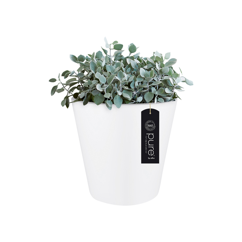 Pure 50cm Straight Round Plastic Indoor & Outdoor Plant Pot - White