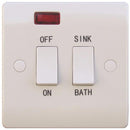 Sline 20A White 2G Dual Immersion Heater Switch with Neon