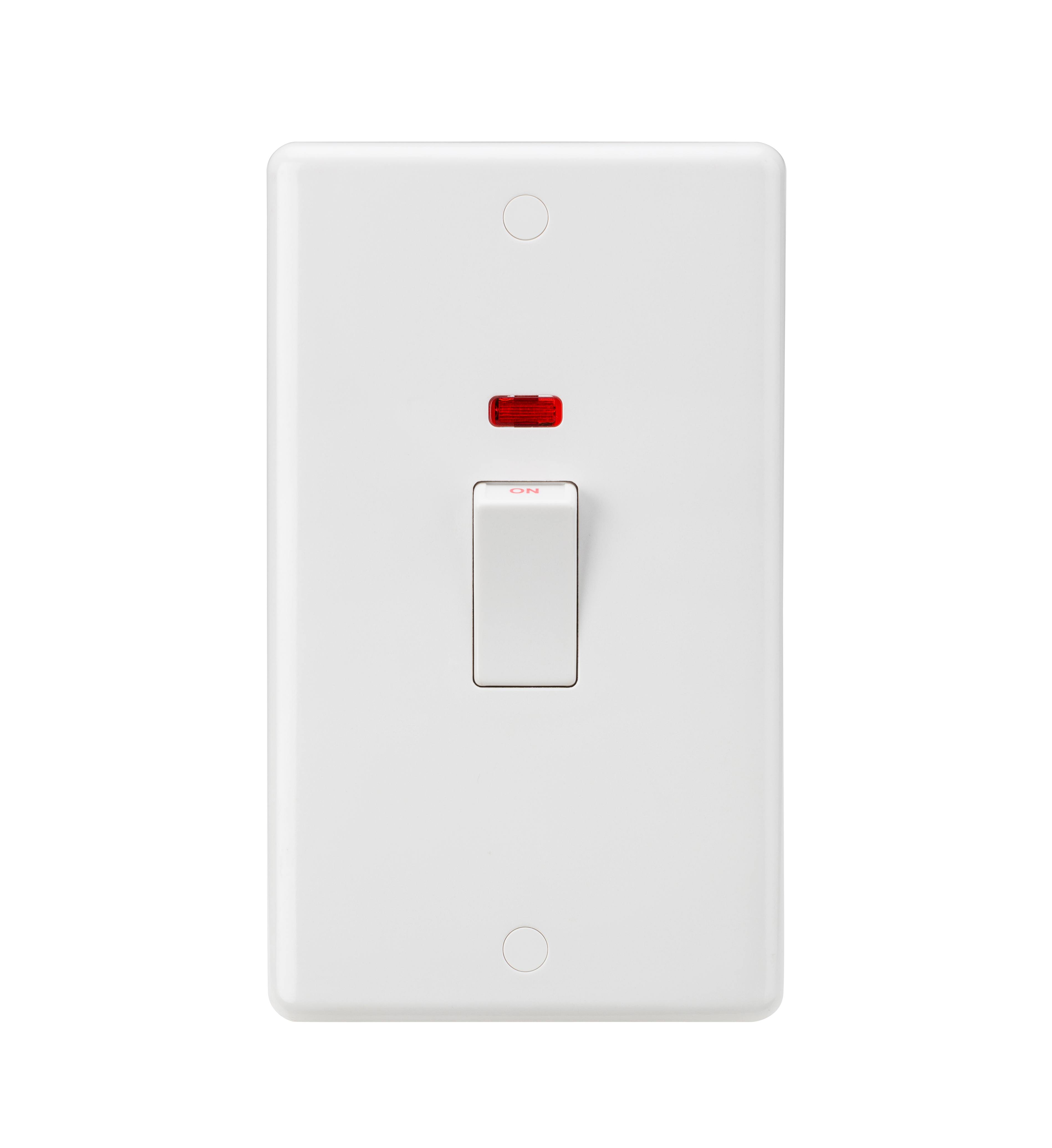 Curved Edge 45A 2G DP Switch with Neon (White Rocker)