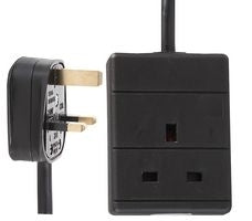 1G Eco Black Socket Extension Lead 1.5mm - 5m