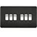 10A 6G 2 Way 230V Screwless Matt Black Electric Wall Plate Switch