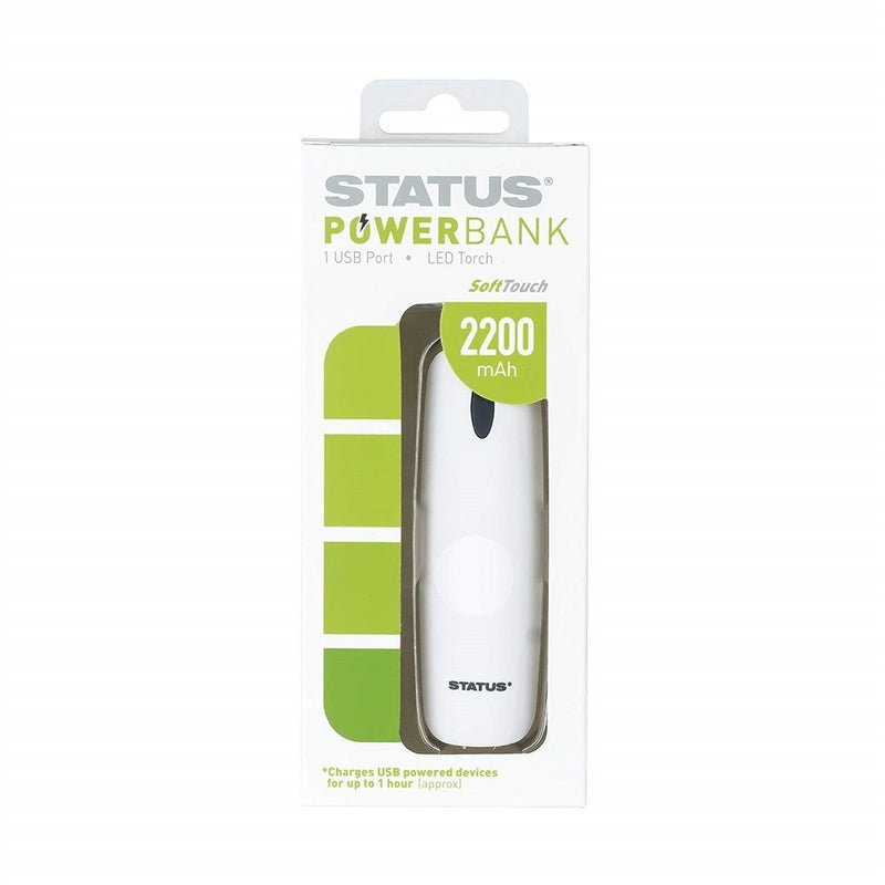 2200mAh Powerbank with 1 USB Port - White