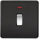 20A 1G DP 230V Screwless Matt Black Electric Wall Plate Switch with Neon