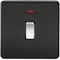 20A 1G DP 230V Screwless Matt Black Electric Wall Plate Switch with Neon