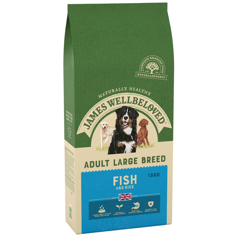 Complete Dry Large Breed Adult Dog Food - Fish & Rice - 15KG