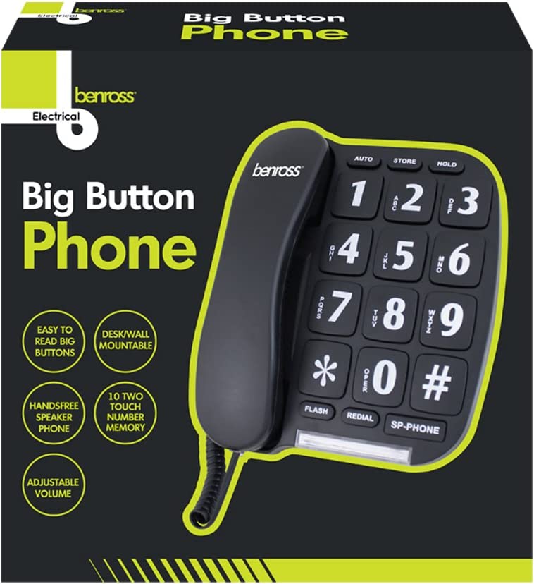 Jumbo Big Button Home Telephone - Black