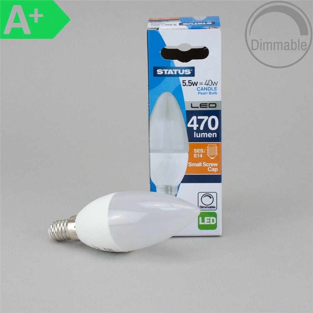 5.5W BC Candle Pearl LED Bulb - Dimmable - Bayonet Cap