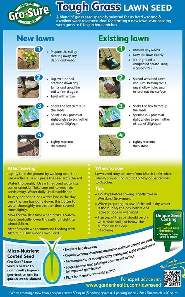 Tough Grass Lawn Seed - 15m2, 450g