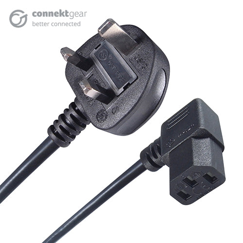 IEC C13 90 Degree to UK Plug Kettle Lead - 2m