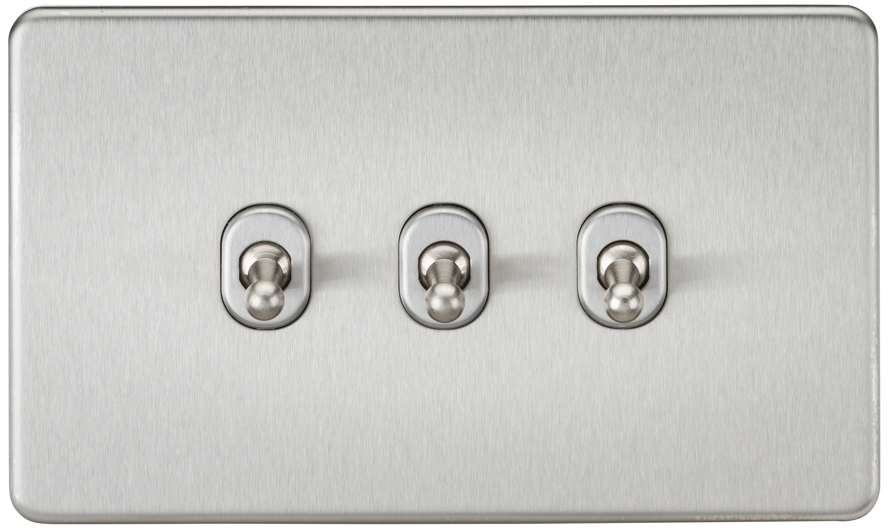 Screwless 10AX 3G 2-Way Toggle Switch - Brushed Chrome