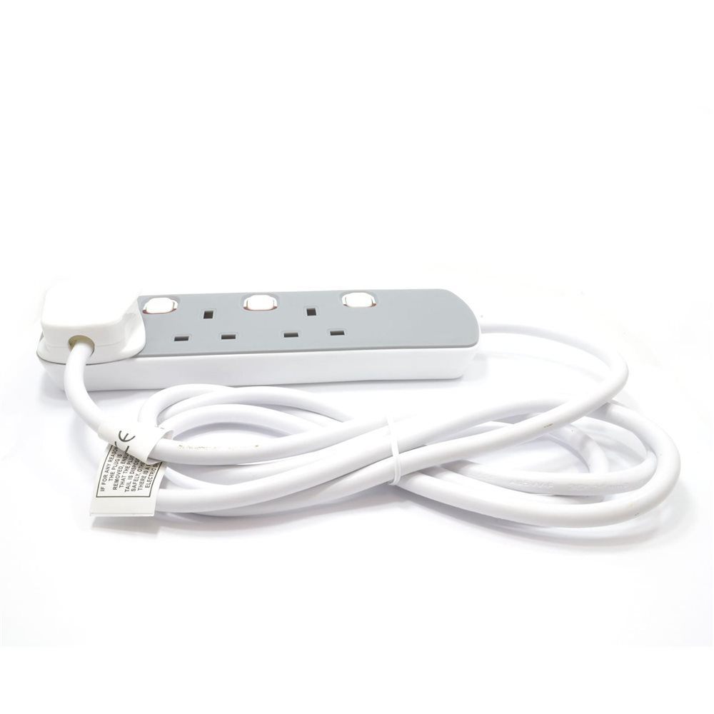 3 Gang Grey Switched Extension Lead