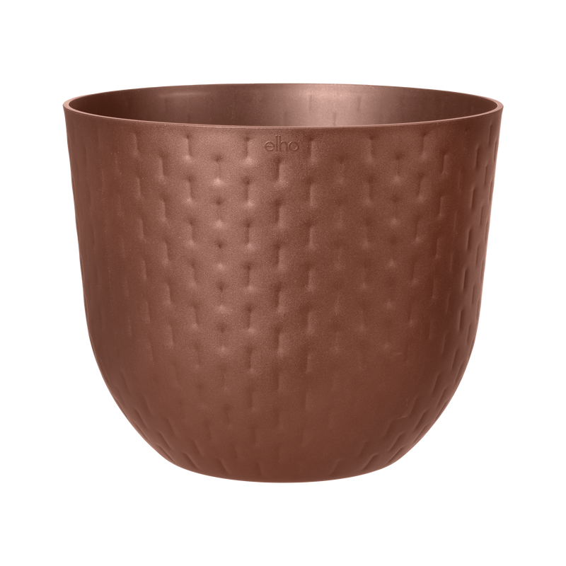 Fuente Grains 30cm Round Plastic Indoor & Outdoor Plant Pot - Rusty Brown