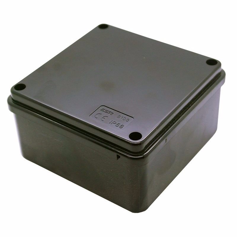 100mm IP56 Square PVC Adaptable Junction Box - Black