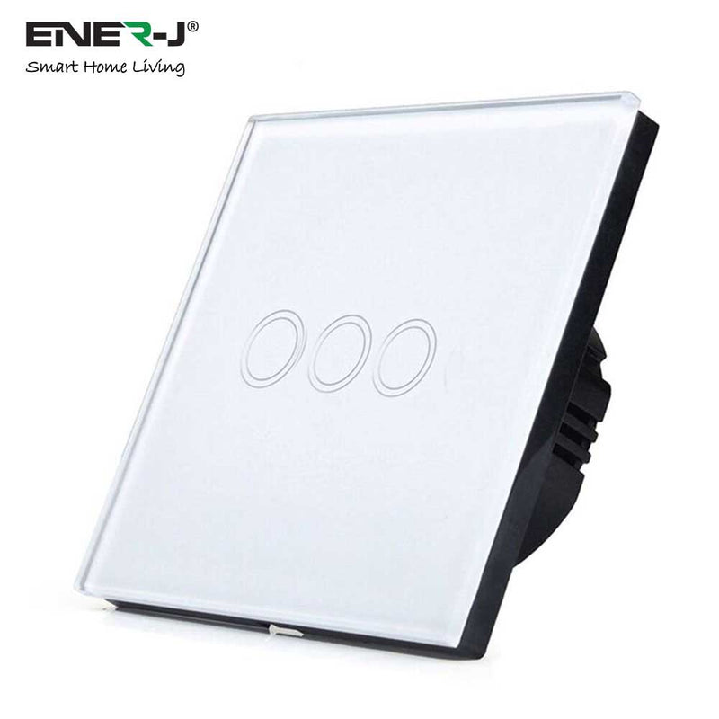 Wi-Fi Smart 3 Gang Touch Switch, Only Live Connection (with mini adapter), ENERSMART