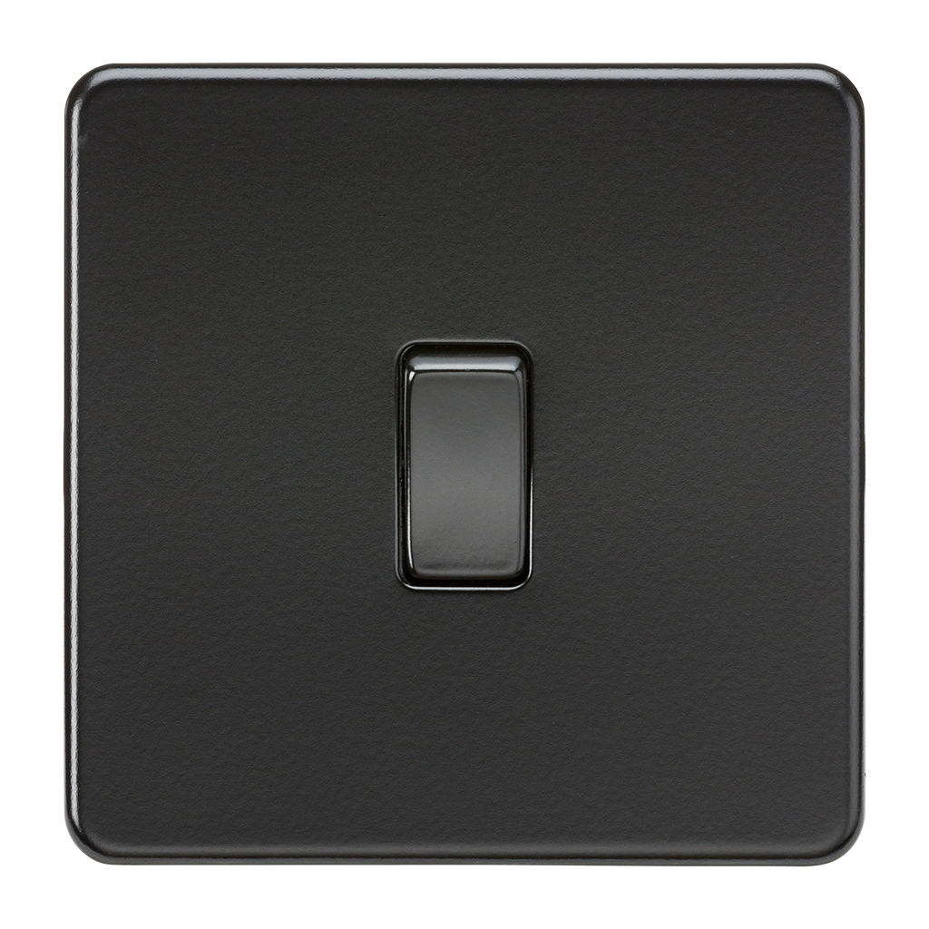 Screwless 10AX 1G 2-Way Switch - Matt Black with black rocker