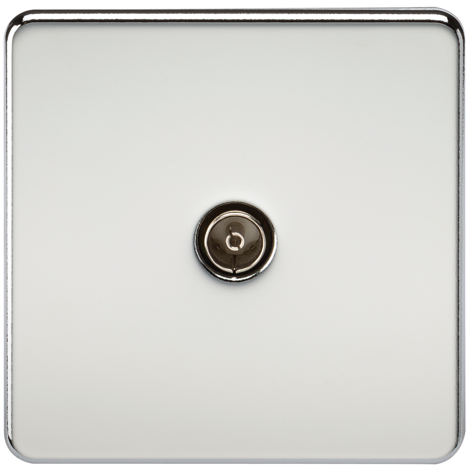 Coaxial TV Outlet 1G Screwless Polished Chrome Un-Isolated Wall Plate