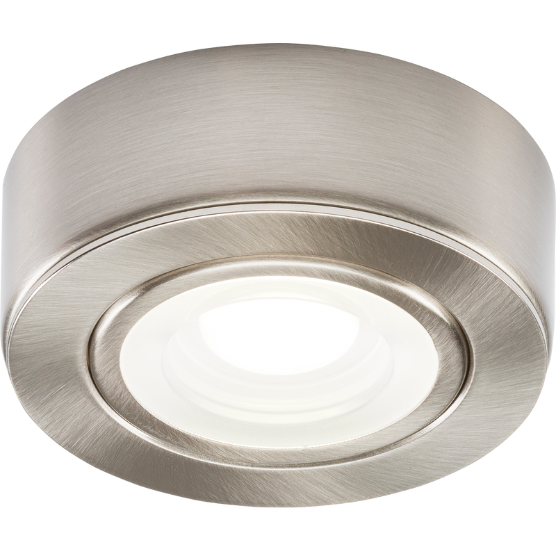 Brushed Chrome Round LED Under Cabinet Fitting- Cool White