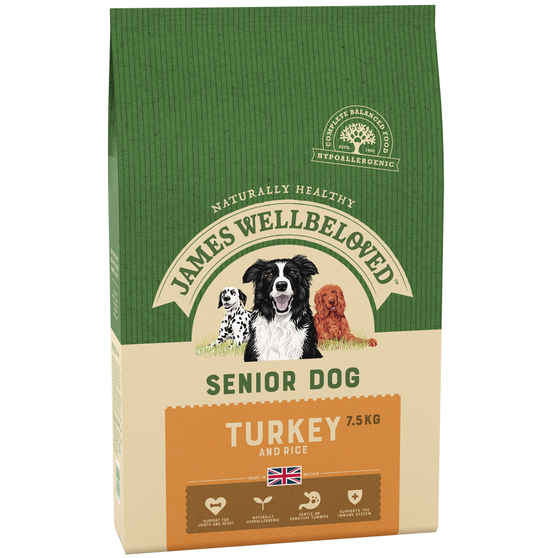 Complete Dry Senior Dog Food - Turkey & Rice - 7.5KG