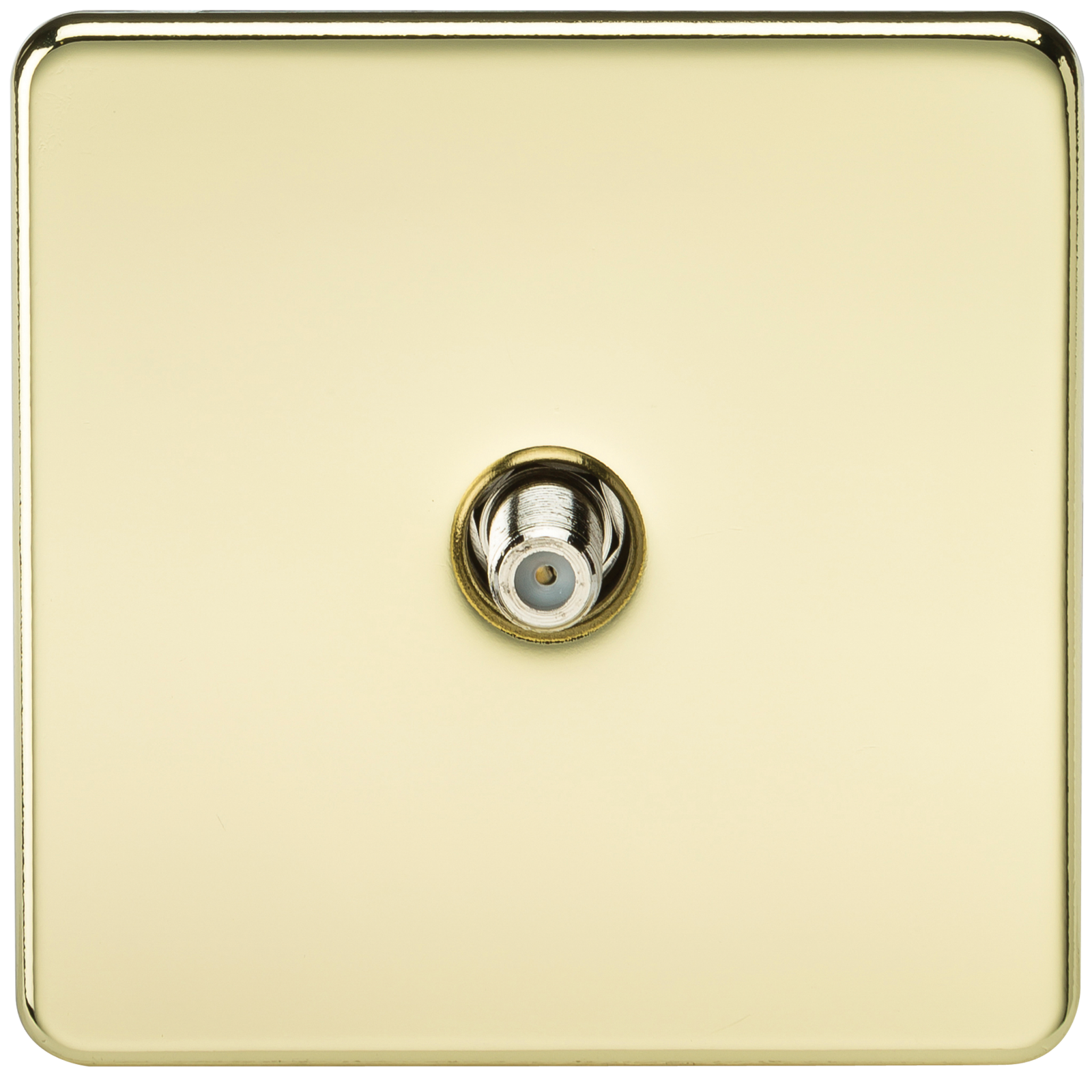 SAT TV Outlet 1G Screwless Polished Brass Non-Isolated Wall Plate