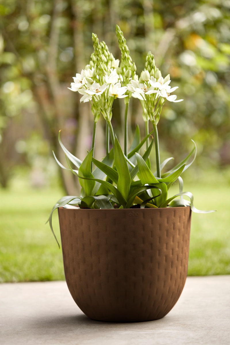 Fuente Grains 30cm Round Plastic Indoor & Outdoor Plant Pot - Rusty Brown