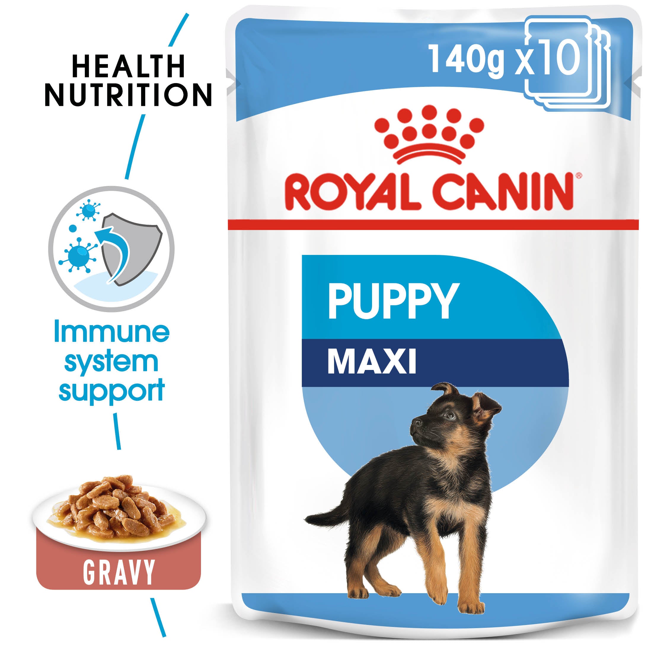 Royal Canin Maxi Puppy in Gravy Wet Food, 140g x 10 Pack