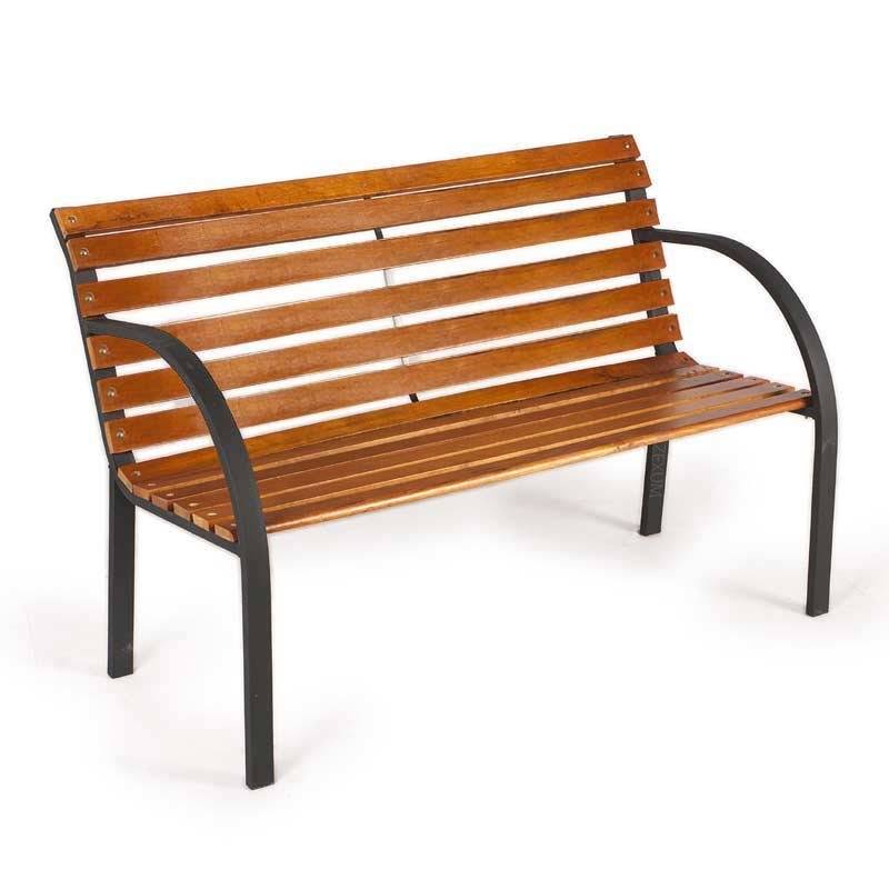 Teak Hardwood & Steel Garden Park Bench