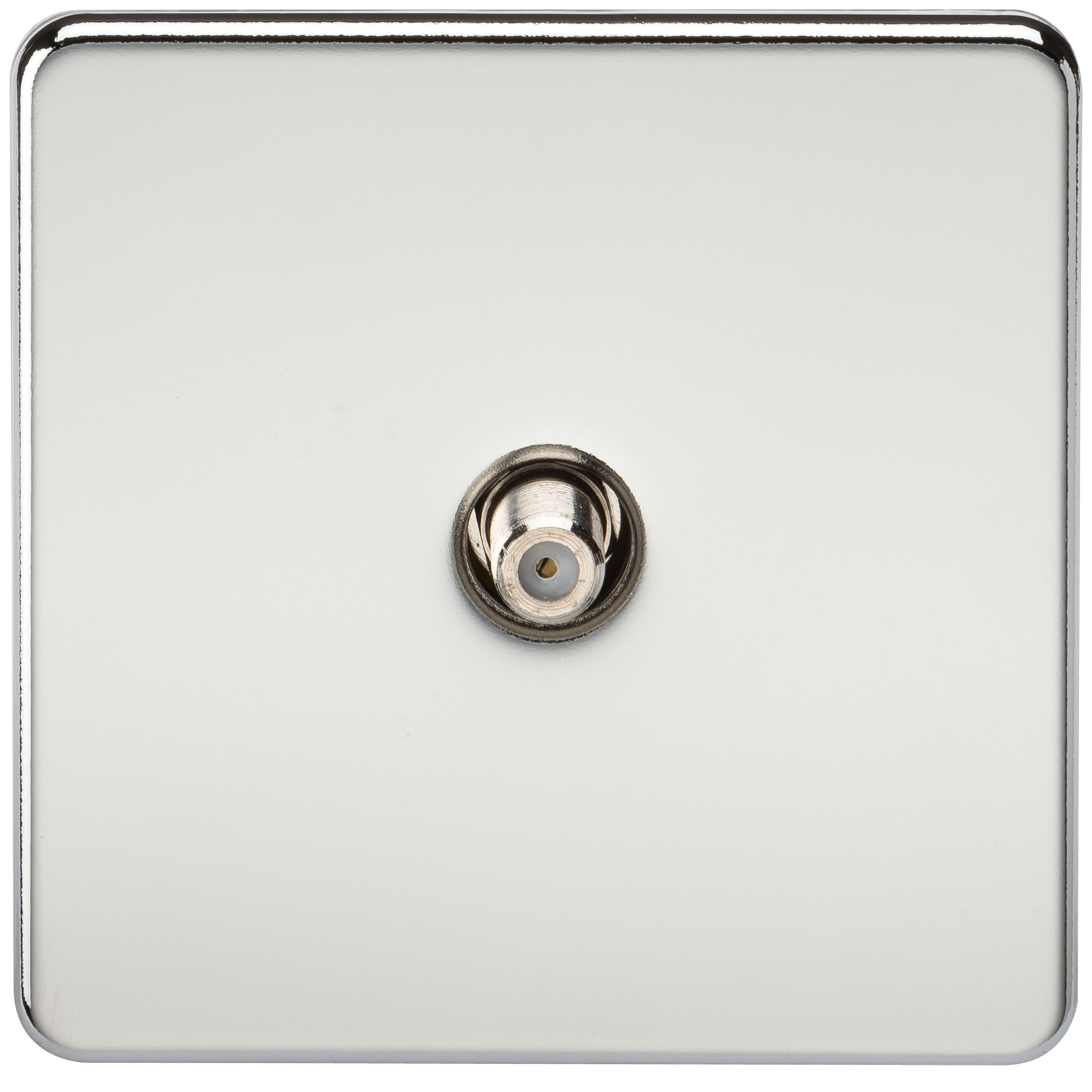 SAT TV Outlet 1G Screwless Polished Chrome Non-Isolated Wall Plate