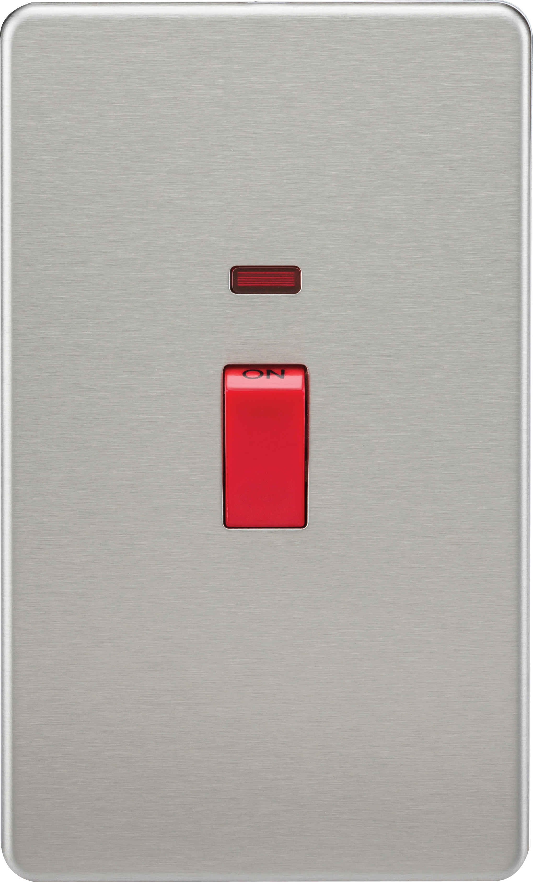 45A 2G DP 230V Screwless Brushed Chrome Switch With Neon