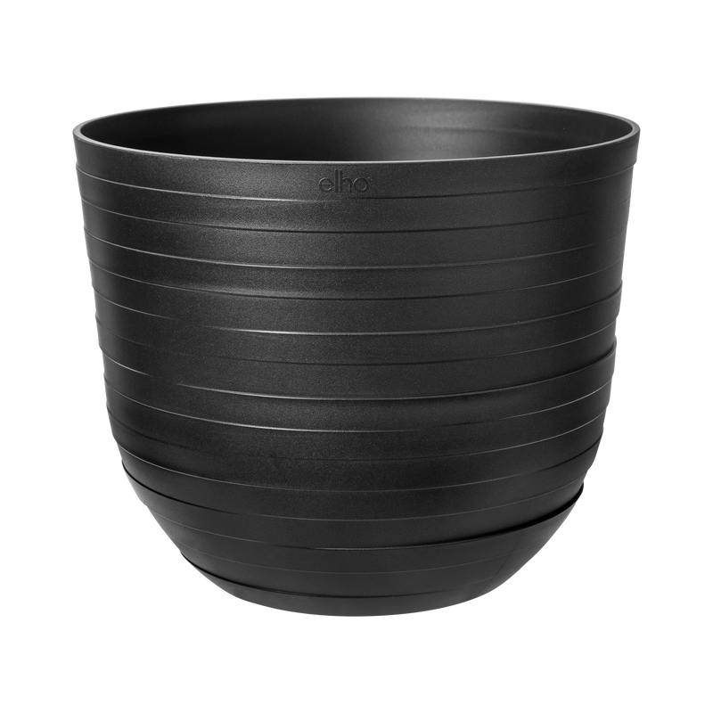 Fuente Rings 30cm Round Plastic Indoor & Outdoor Plant Pot - Onyx Black