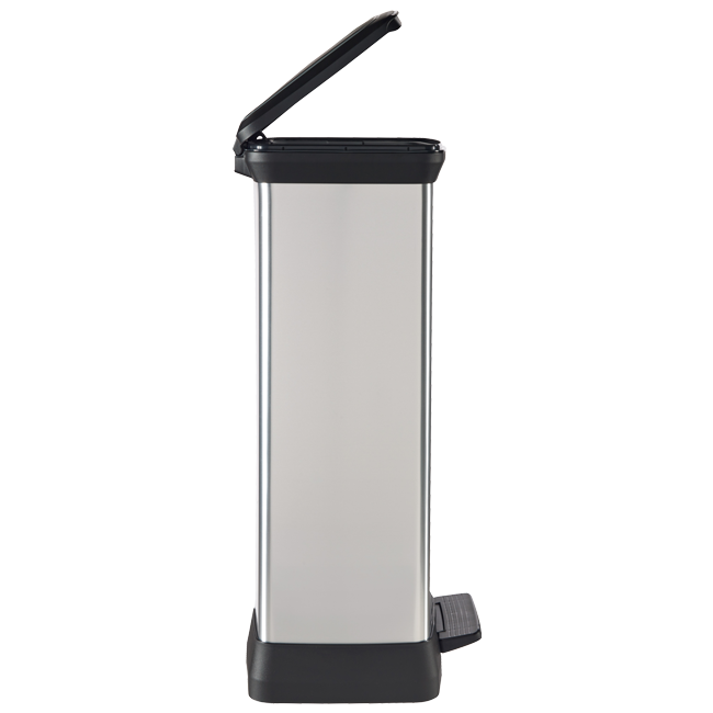 50L Metal Effect Pedal Deco Bin - Silver