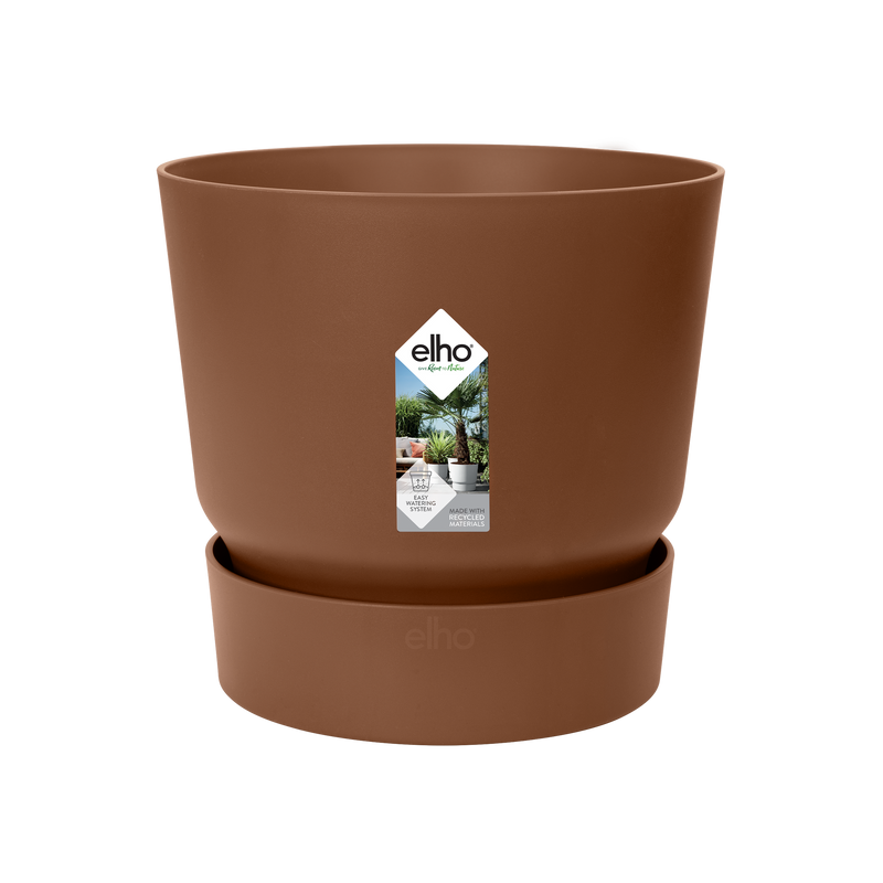 Elho Greenville Round 18 - Flowerpot - Ginger Brown - Outdoor! - Ø 18.30 x H 17.40 cm