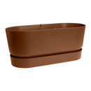 Elho Greenville Terrace Trough 80 Wheels - Planter - Ginger Brown - Outdoor! - L 35.00 x W 78.00 x H 33.50 cm