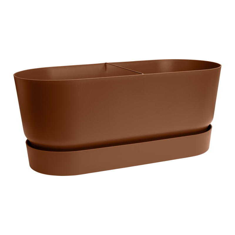 Elho Greenville Terrace Trough 80 Wheels - Planter - Ginger Brown - Outdoor! - L 35.00 x W 78.00 x H 33.50 cm