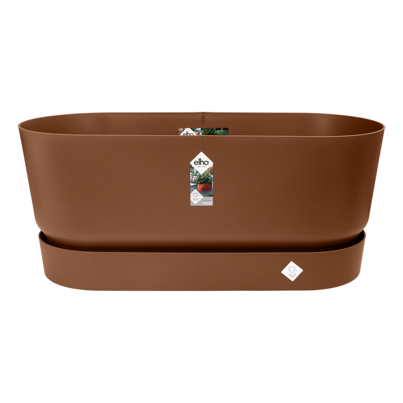 Elho Greenville Terrace Trough 80 Wheels - Planter - Ginger Brown - Outdoor! - L 35.00 x W 78.00 x H 33.50 cm