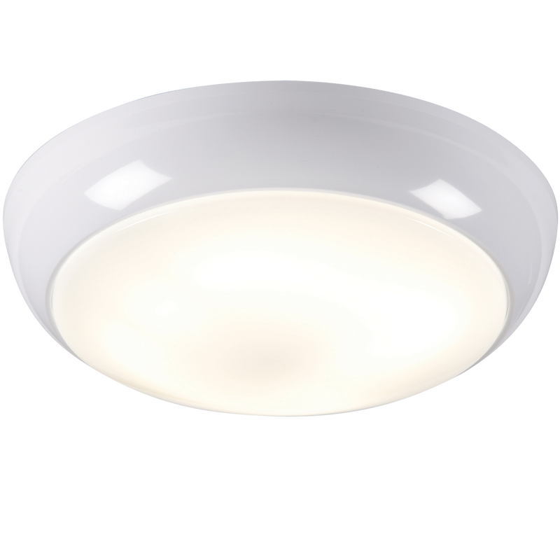 Knightsbridge IP44 16W HF Polo Bulkhead with Opal Diffuser and White Base