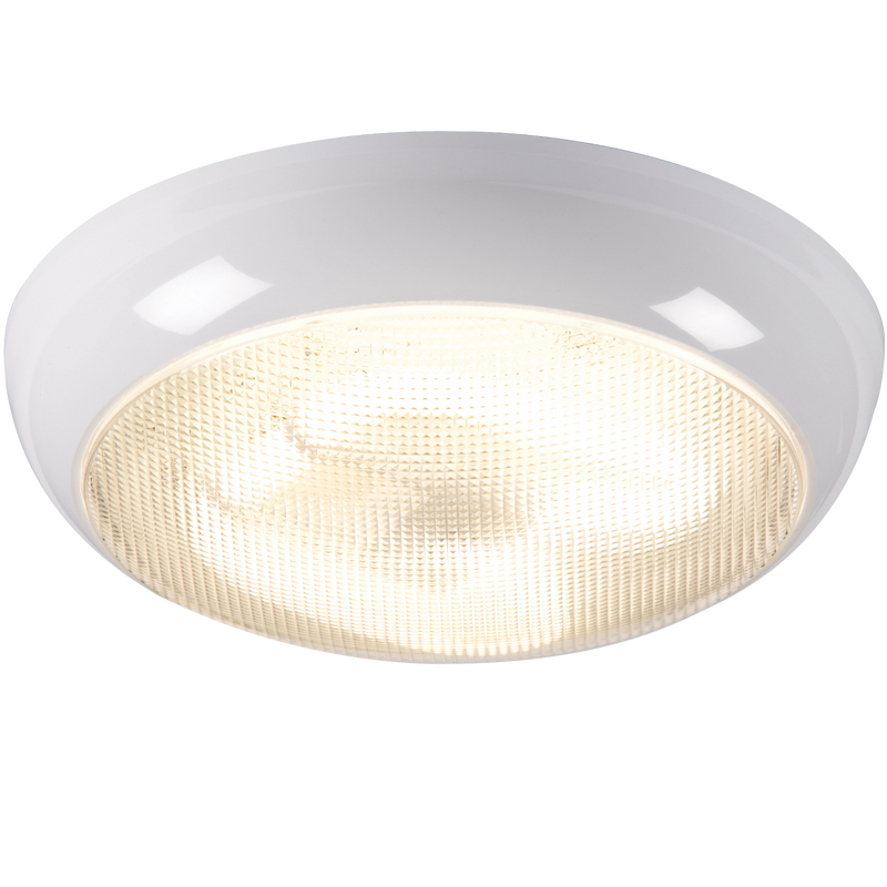 Knightsbridge IP44 16W HF Polo Bulkhead with Prismatic Diffuser and White Base