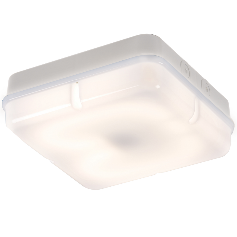 Knightsbridge IP65 28W HF Square Bulkhead with Opal Diffuser and White Base