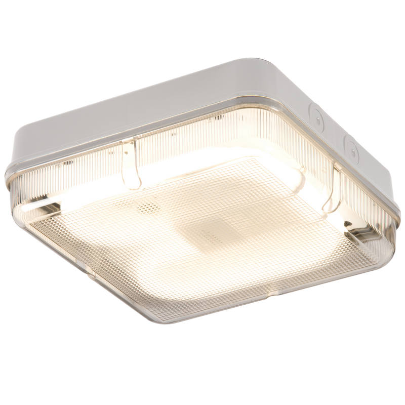 Knightsbridge IP65 28W HF Square Bulkhead with Prismatic Diffuser and White Base