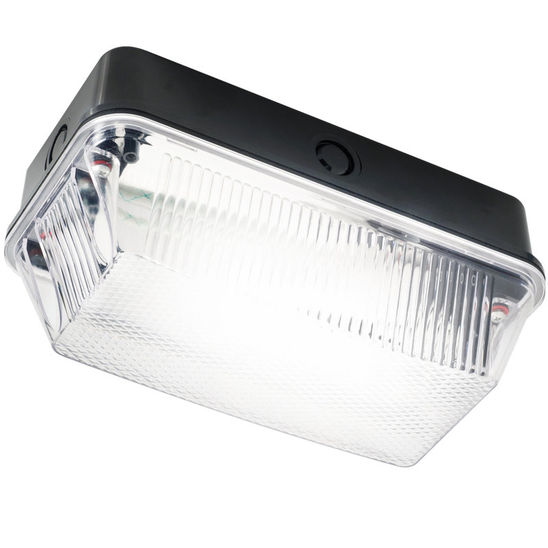 Knightsbridge 230V IP65 60W B22 Bulkhead with Clear Prismatic Diffuser and Black Plastic Base