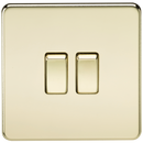 Knightsbridge Screwless 10AX 2G 2-Way Switch - Polished Brass