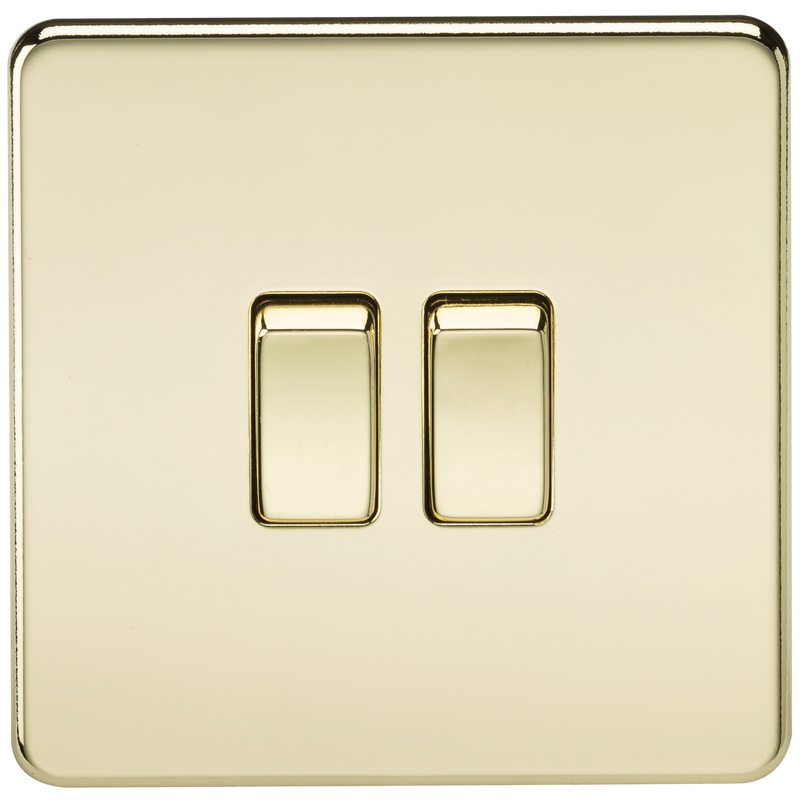 Knightsbridge Screwless 10AX 2G 2-Way Switch - Polished Brass