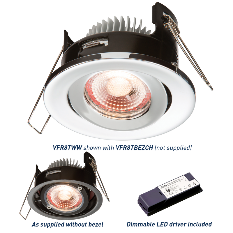 Knightsbridge PROKNIGHT LED IP20 8W Tilt Fire-Rated Downlight 2700K