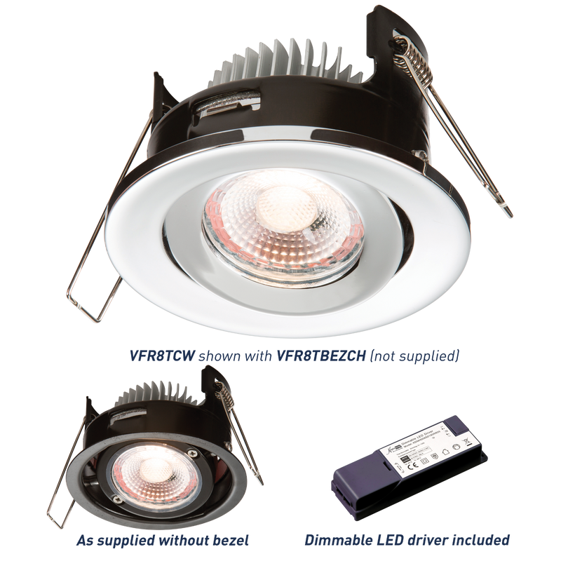 Knightsbridge PROKNIGHT LED IP20 8W Tilt Fire-Rated Downlight 4000K