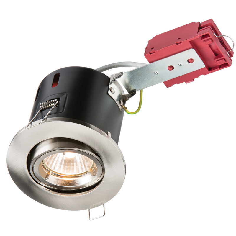 Knightsbridge 230V IP20 50W GU10 IC Fire-Rated Tilt Downlight Brushed Chrome