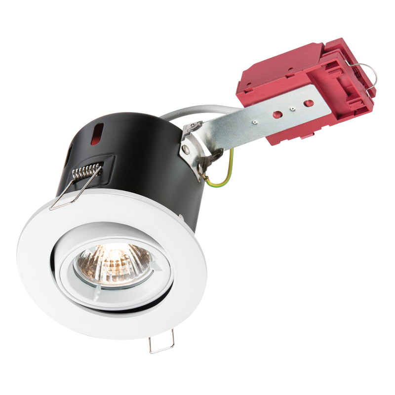 Knightsbridge 230V IP20 50W GU10 IC Fire-Rated Tilt Downlight White