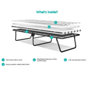 Jay-Be Value Single Folding Bed - What's Inside? 1. Soft woven fabric cover 2. Breathable rebound  e-Fibre comfort layer 3. J-Tex sprung base system 4. Epoxy powder coated steel frame