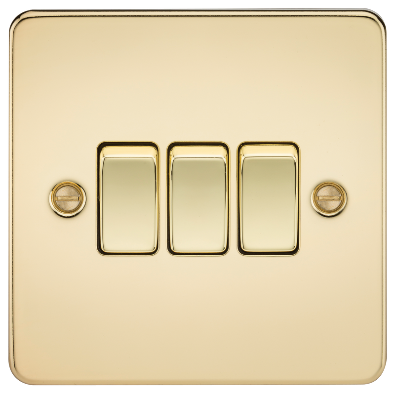 Knightsbridge Flat Plate 10AX 3G 2-way switch - polished brass