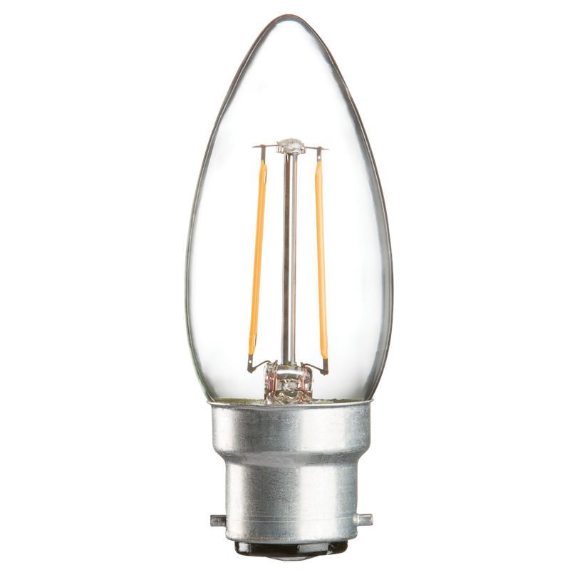 Knightsbridge 230V 2W LED 35mm BC Clear Candle 3000K